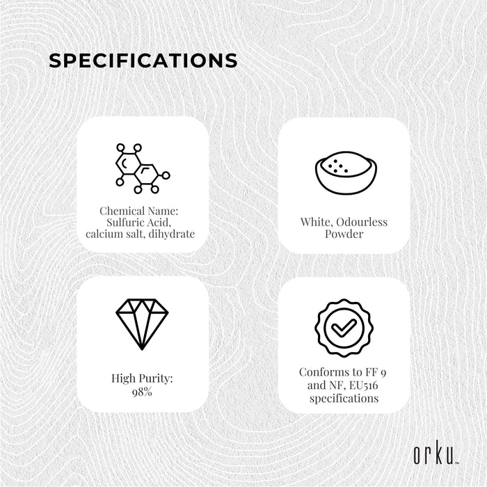 Orku Fine Calcium Sulphate Gypsum Powder Bulk - Dihydrate Food Grade FCC E516
