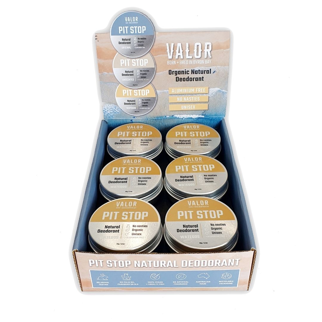 Pit Stop Deodorant Counter Top Box of 12 + Tester WATEGOS