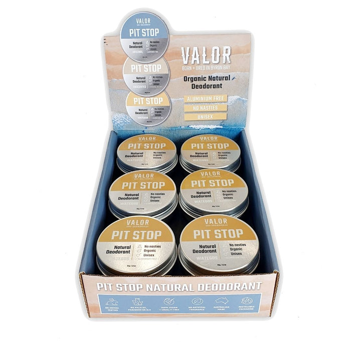 Pit Stop Deodorant Counter Top Box of 12 + Tester WATEGOS