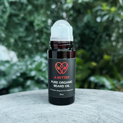 Pure Organic Beard Oil 50 mL - Roll-On - For Short Beards or Stubble