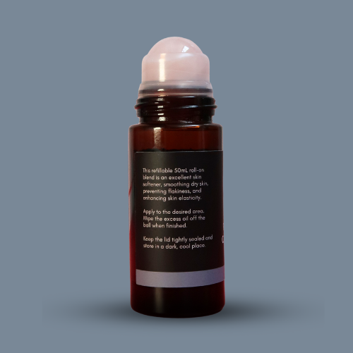 Pure Organic Castor Oil and Jojoba Roll-On 50mL - Amber Glass Bottle Rose Quartz Roller