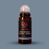Pure Organic Castor Oil and Jojoba Roll-On 50mL - Amber Glass Bottle Rose Quartz Roller