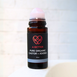 Pure Organic Castor Oil and Jojoba Roll-On 50mL - Amber Glass Bottle Rose Quartz Roller