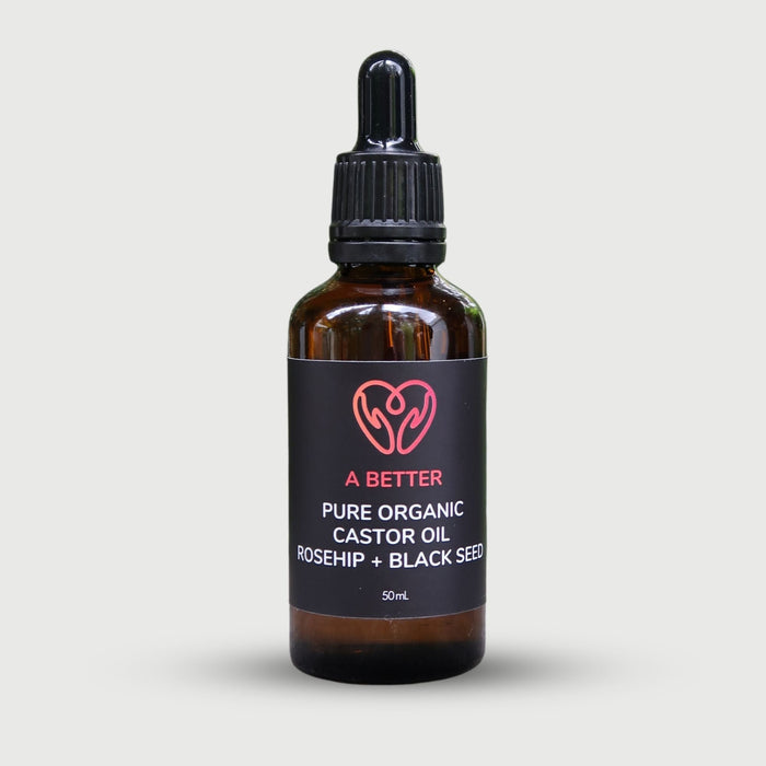 Pure Organic Castor Oil, Rosehip + Black Seed 50 mL - Amber Glass Bottle