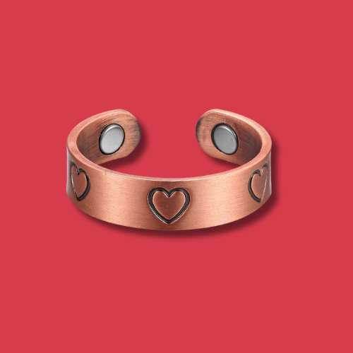 Pure Copper Magnetic Therapy Ring - Hearts Design - Standard Size