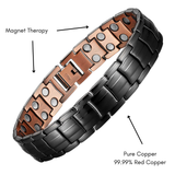 Pure Copper Magnetic Therapy Bracelet - Link Design - Black Ion