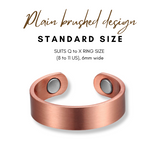 Pure Copper Magnetic Therapy Ring - Plain Brushed - Standard Size