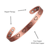 Pure Copper Magnetic Therapy Bracelet - Hearts Design