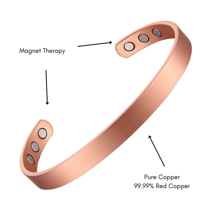 Pure Copper Magnetic Therapy Bracelet - Plain Brushed Design